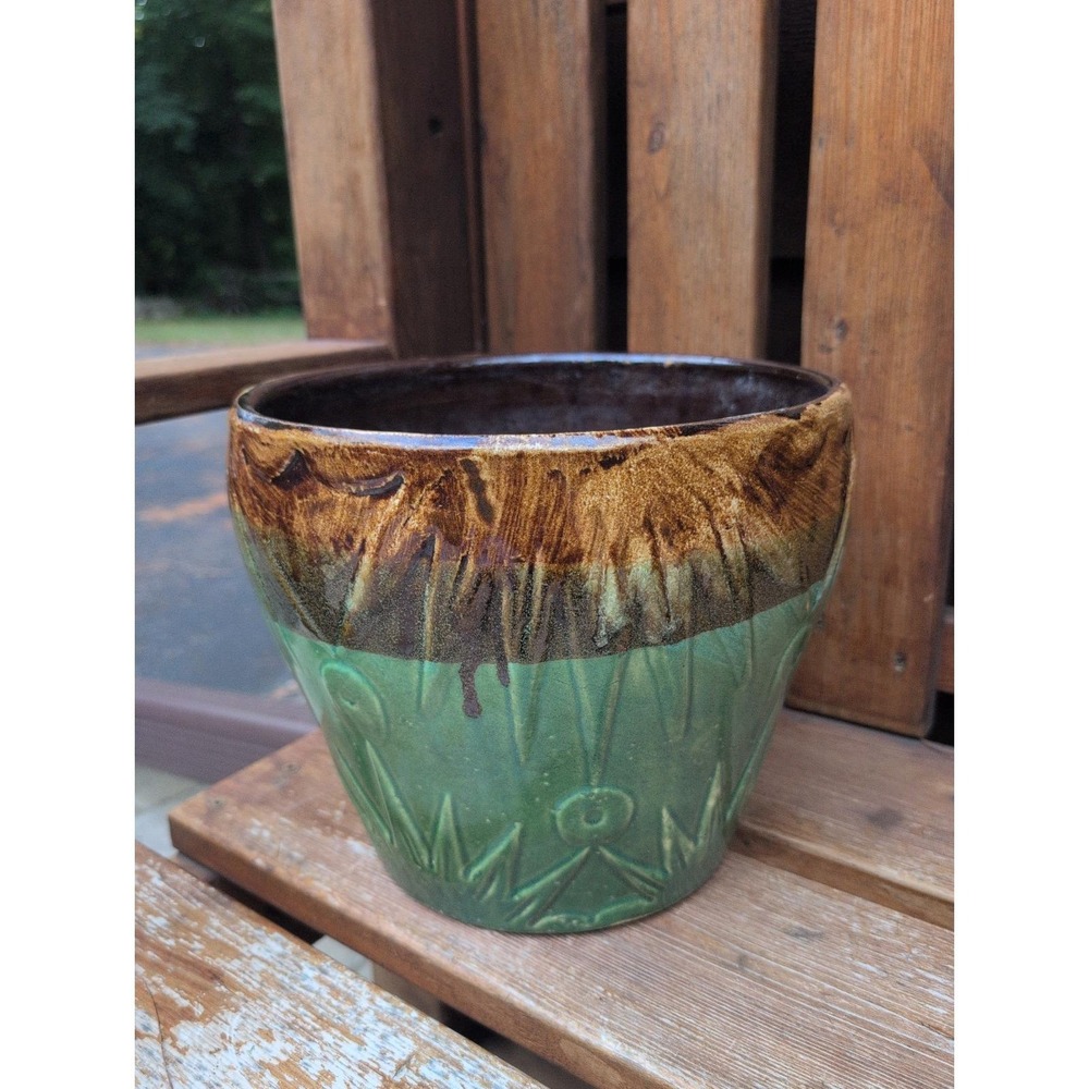 Vintage RRP Roseville Ohio Sunburst Sun & Moon Pottery Jardiniere Planter 10x9